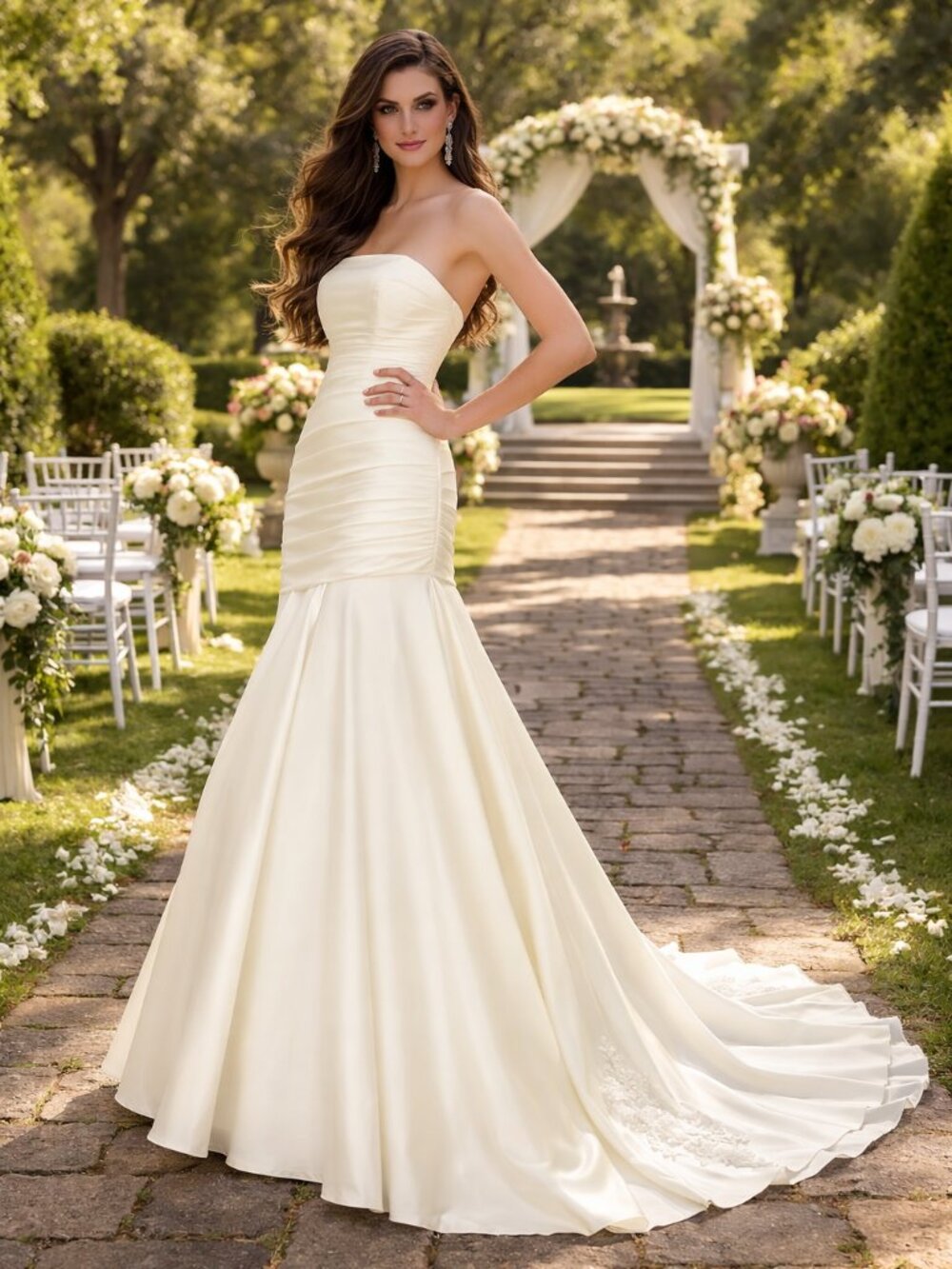 NWT Moonlight Strapless Fit & Flare Wedding Dress, Ivory size 6 (street size 4)